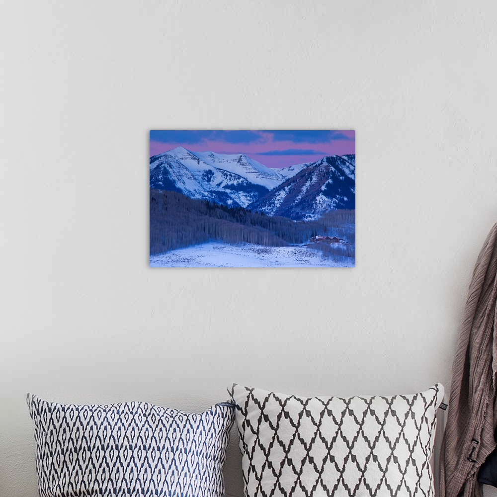 A bohemian room featuring USA, Colorado, Crested Butte, Ruby Range Mountains, dawn