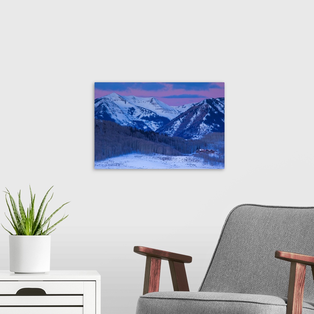 A modern room featuring USA, Colorado, Crested Butte, Ruby Range Mountains, dawn