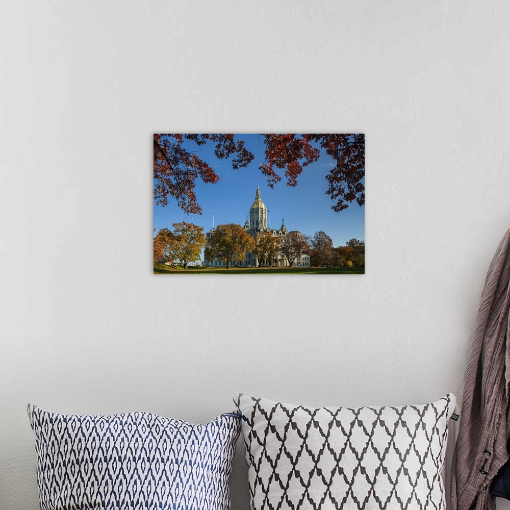 A bohemian room featuring USA, Connecticut, Hartford, Connecticut State Capitol, exterior, autumn.