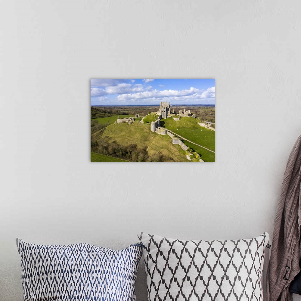 A bohemian room featuring Corfe Castle, Corfe, Dorset, England, UK
