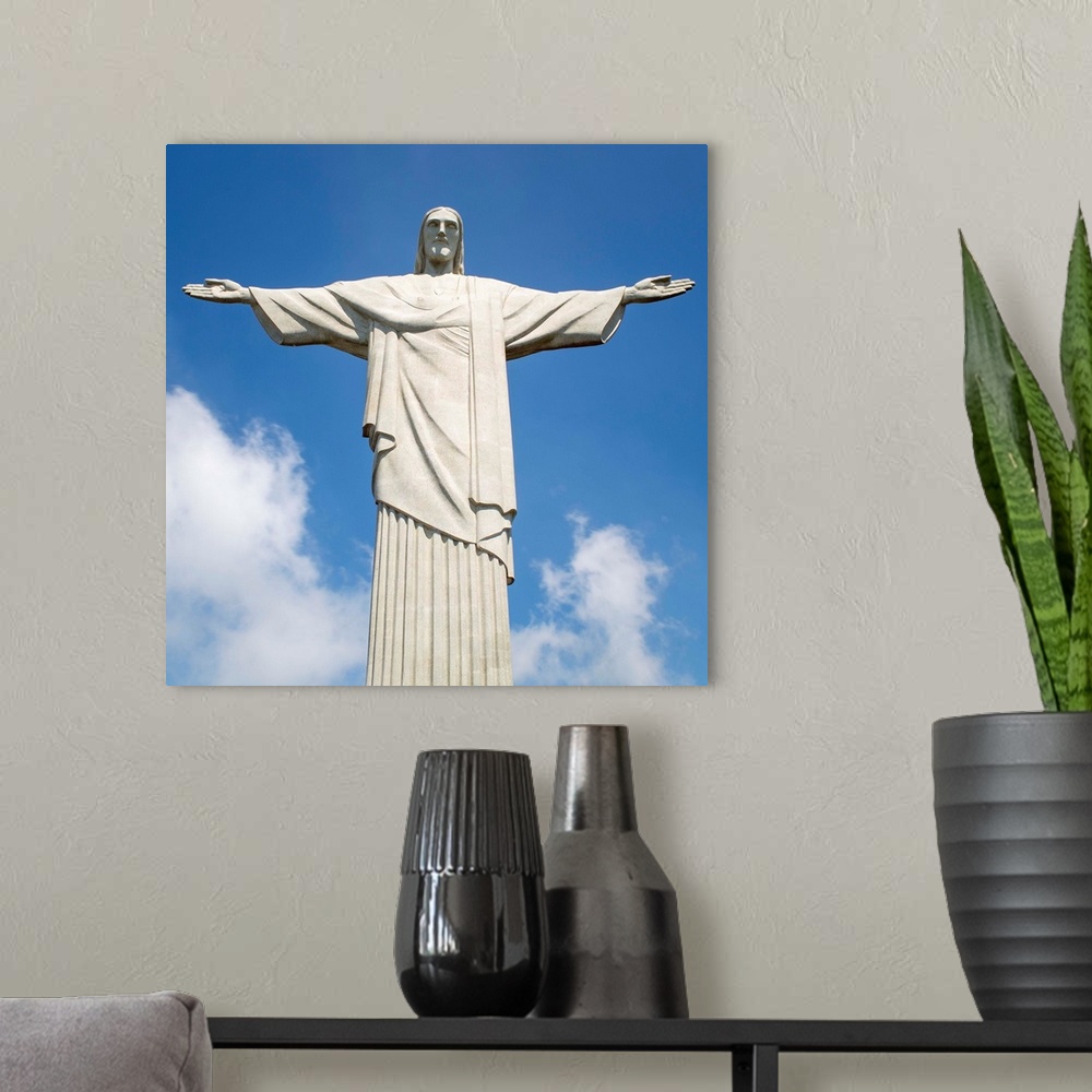 A modern room featuring Cristo Redentor (Christ Redeemer) statue on Corcovado mountain in Rio de Janeiro, Brazil, South A...