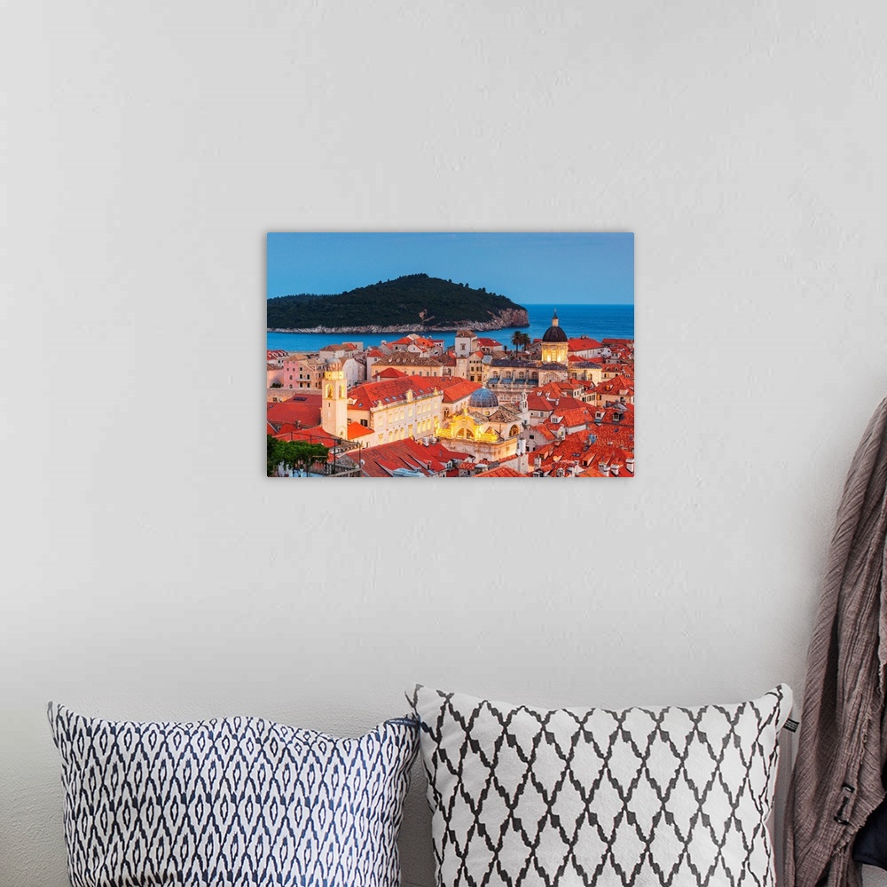 A bohemian room featuring Croatia, Dubrovnik, Old Town At Dusk