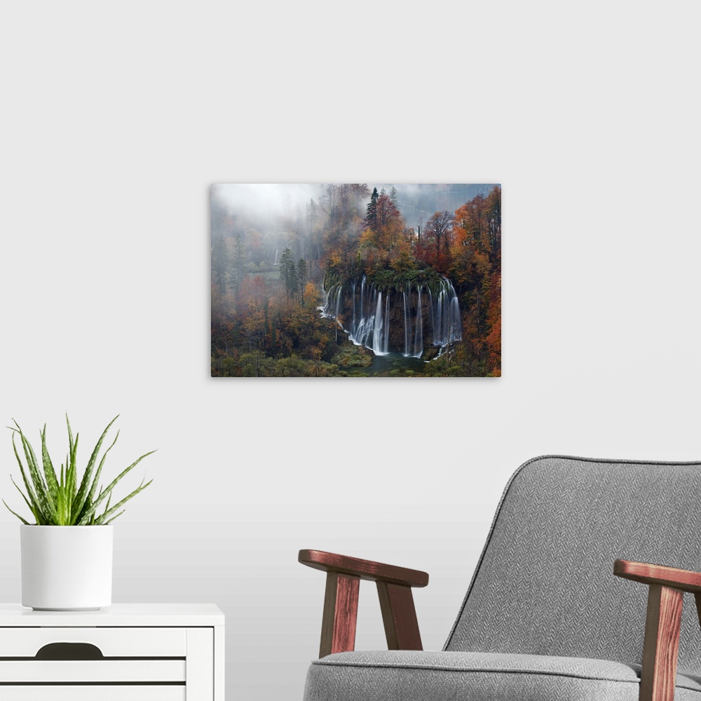 A modern room featuring Croatia, The incredible autumn colours and waterfalls of Plitvice National Park.