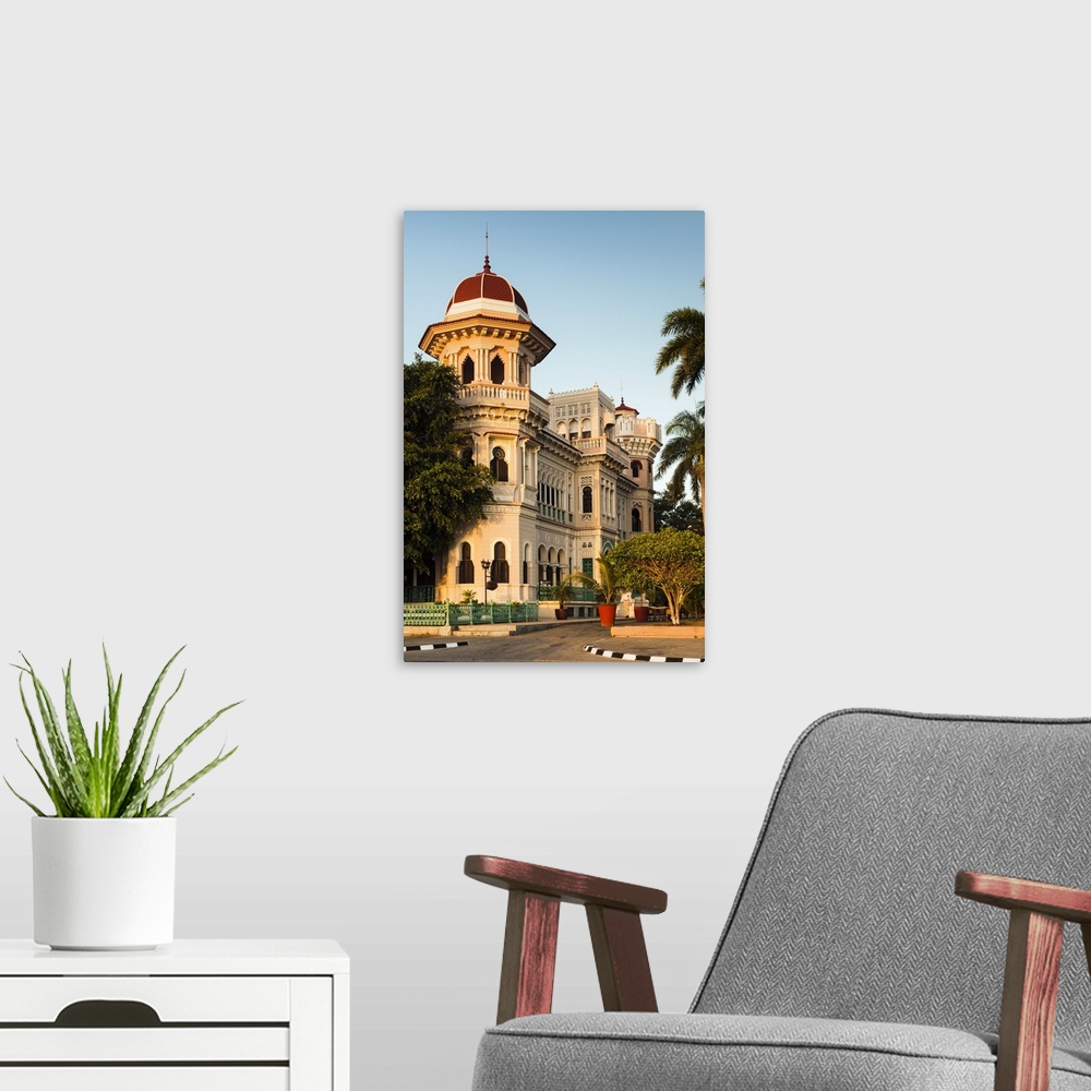 A modern room featuring Cuba, Cienfuegos Province, Cienfuegos, Punta Gorda, Palacio de Valle, restored sugar baron house,...
