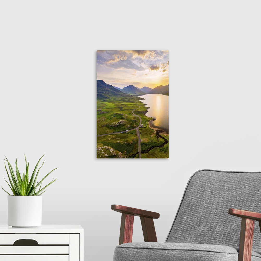 A modern room featuring UK, Cumbria, Lake District, Wasdale, Wast Water