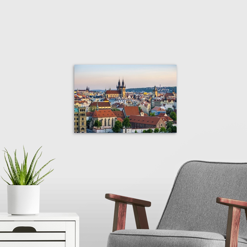 A modern room featuring Czech Republic, Prague. View of Mala Strana Old Town from Letna Park, on Letna Hill.