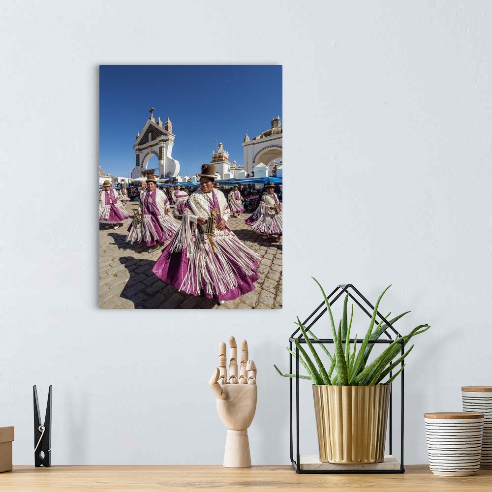 A bohemian room featuring Dancers in Traditional Costume, Fiesta de la Virgen de la Candelaria, Copacabana, La Paz Departme...