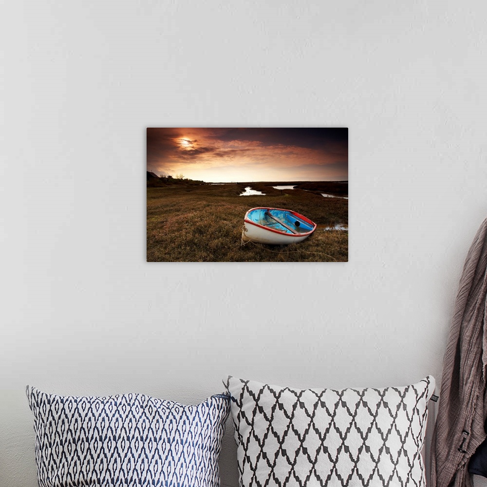 A bohemian room featuring Dinghy At Sunset, Brancaster, Norfolk, England