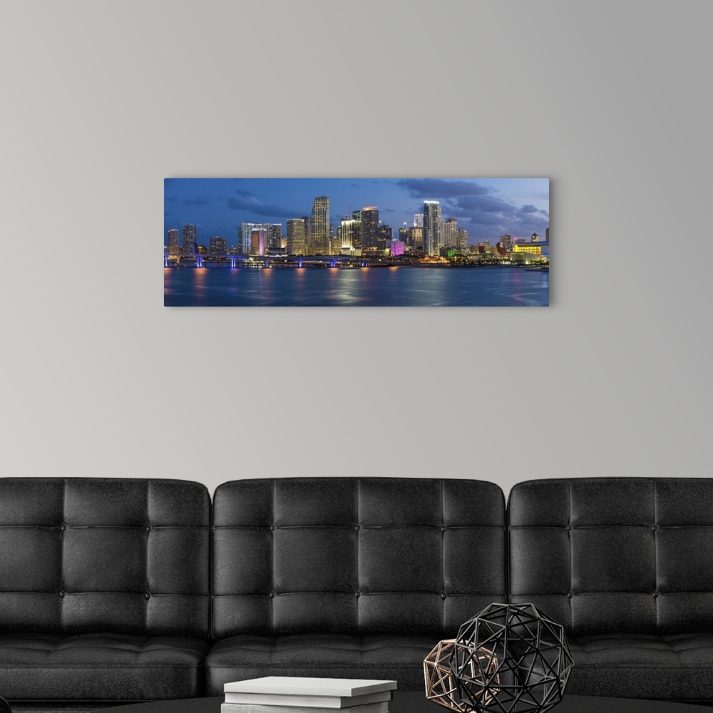 A modern room featuring Downtown Miami skyline, Miami, Florida, USA, North America.