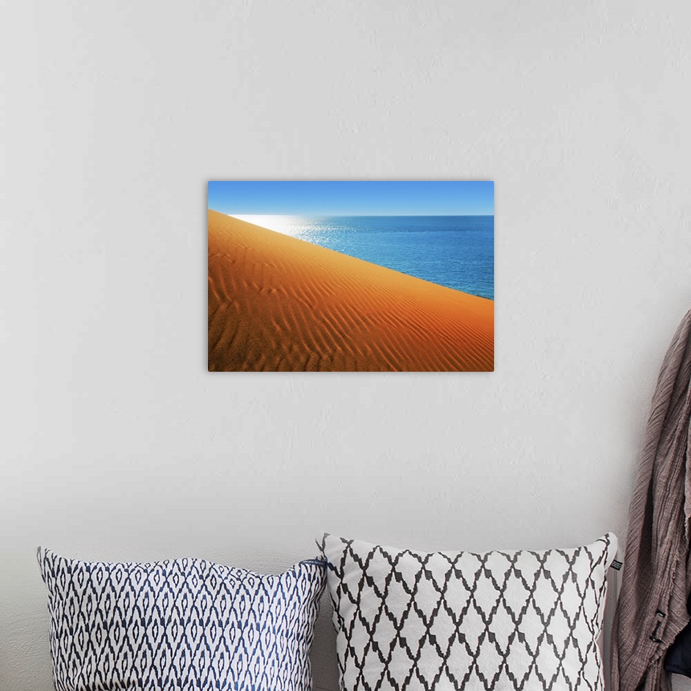 A bohemian room featuring Dune landscape and ocean near Cape Peron. Australia, Western Australia, Gascoyne, Francois Peron ...