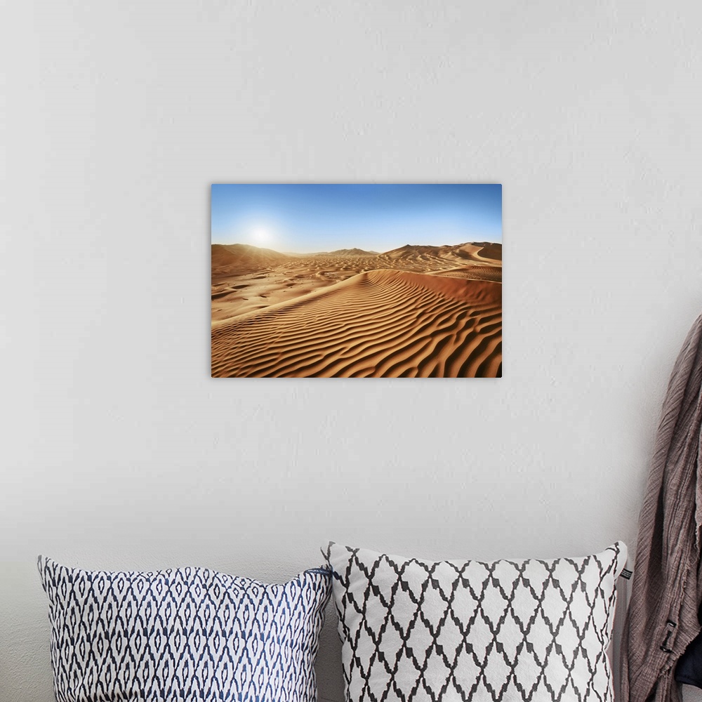 A bohemian room featuring Dune landscape in Rub al-Khali. Oman, Dhofar, Ramlat Al Hashman. Rub al-Khali. Rub al-Khali, Midd...