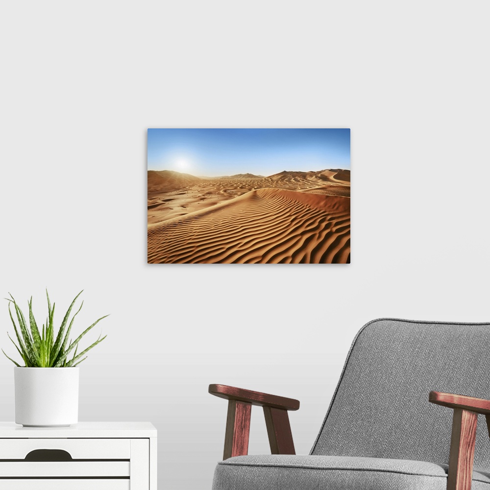 A modern room featuring Dune landscape in Rub al-Khali. Oman, Dhofar, Ramlat Al Hashman. Rub al-Khali. Rub al-Khali, Midd...