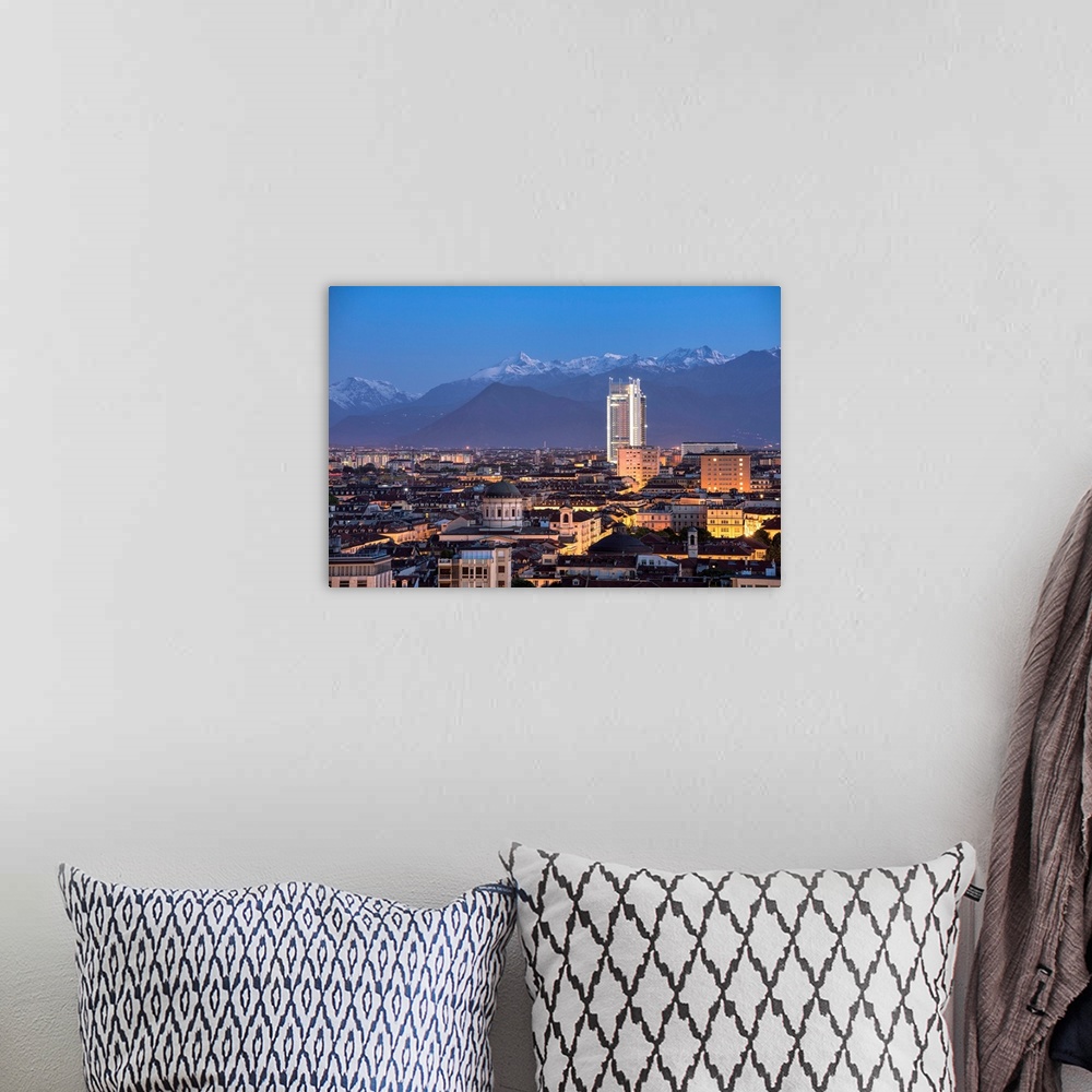 A bohemian room featuring Dusk At Turin From Monte Dei Cappuccini, Turin, Piemonte, Italy, Europe