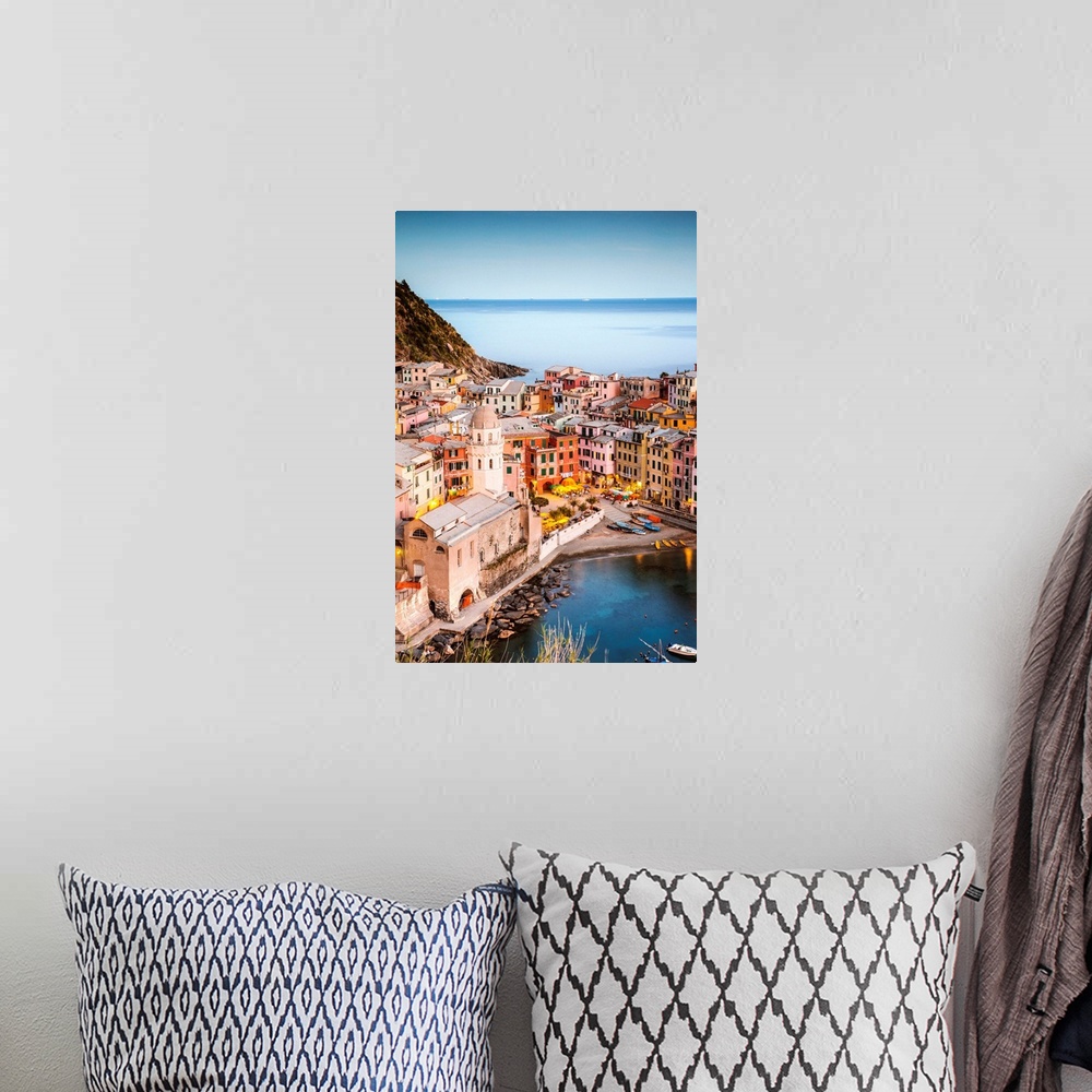 A bohemian room featuring Dusk in Vernazza, Cinque Terre, Liguria, Italy