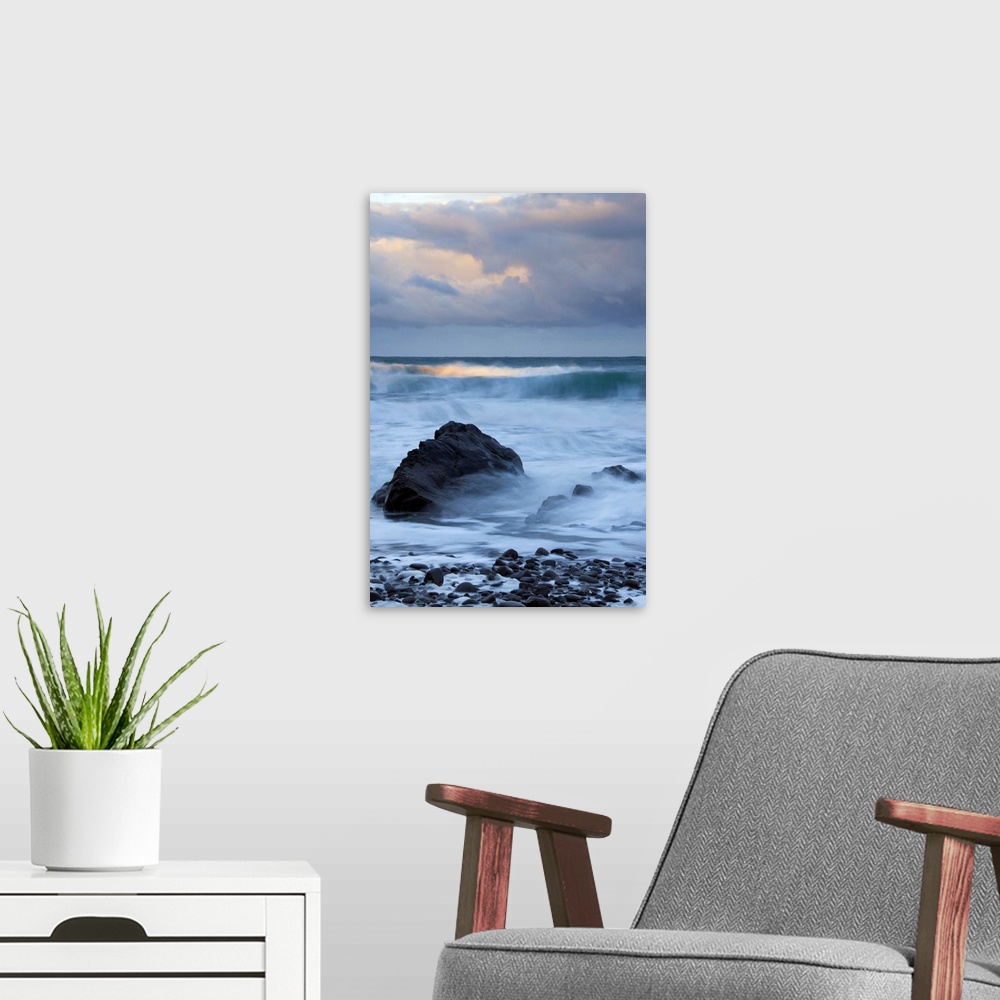A modern room featuring Early morning at Widemouth Bay, Cornwall, Uk