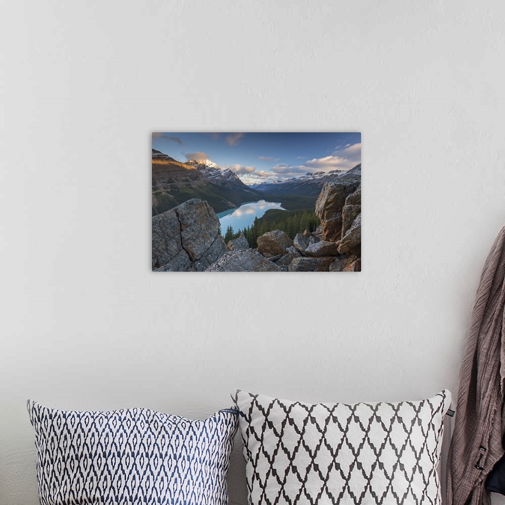 A bohemian room featuring Early morning vista of Peyto Lake in the Canadian Rockies, Banff National Park, Alberta, Canada. ...