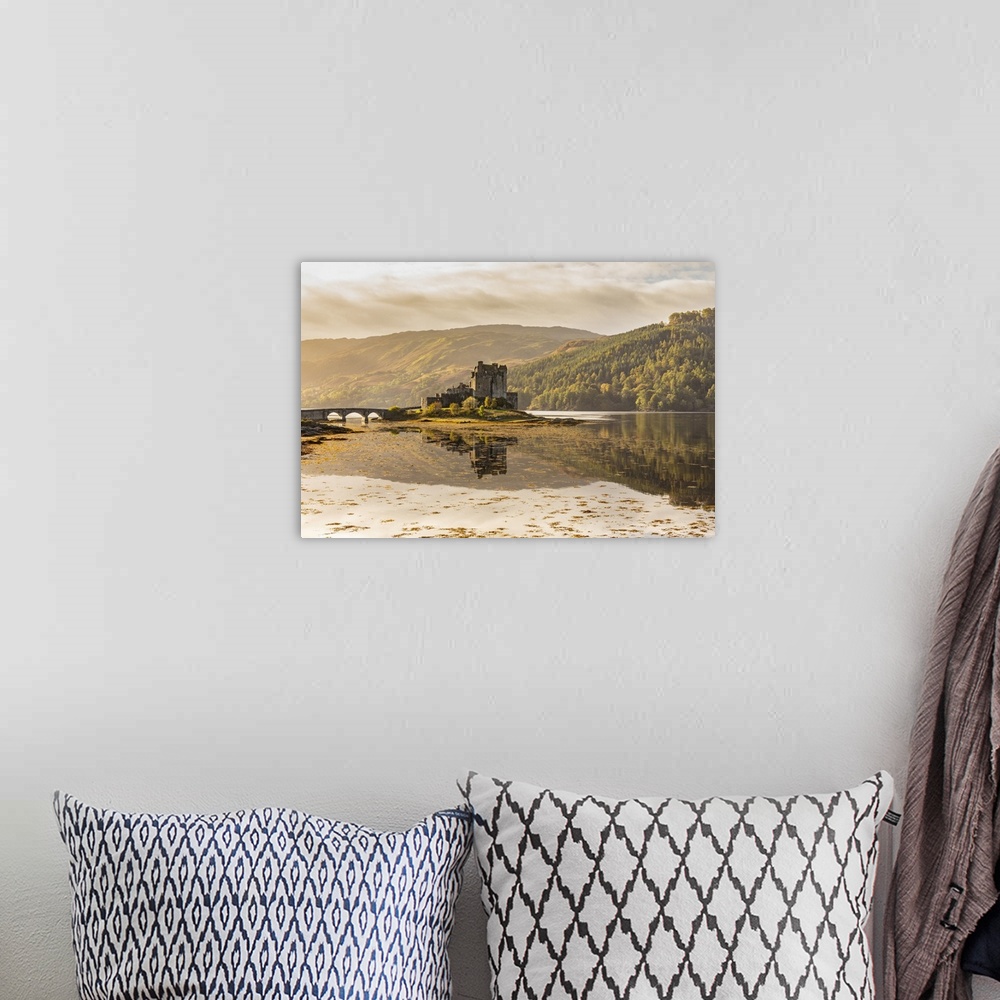 A bohemian room featuring Eilean Donan Castle On Loch Duich, Dornie, Scotland, UK