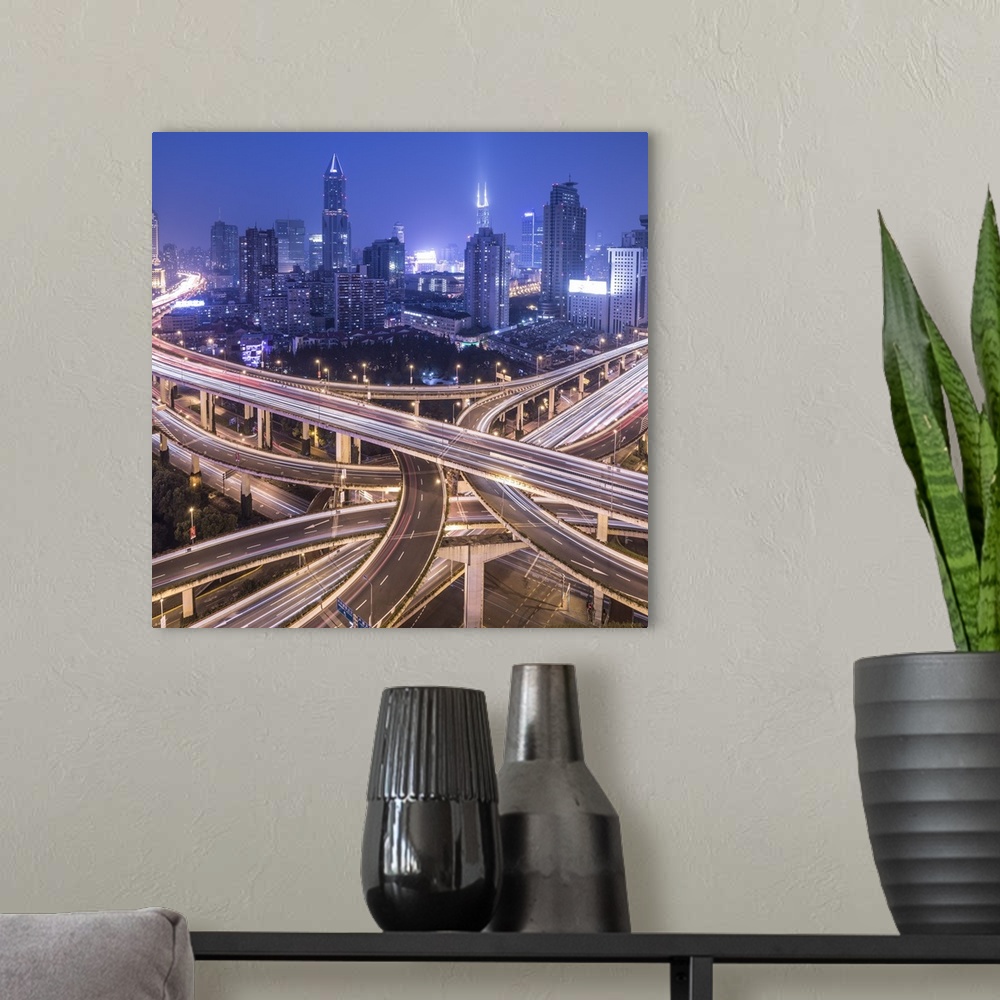 A modern room featuring Elevated highway in the centre of Shanghai, China.