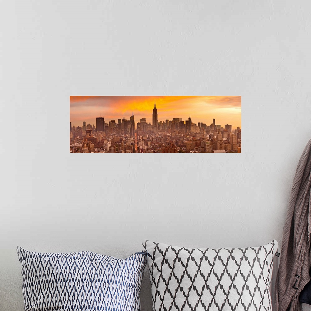 A bohemian room featuring Empire State Building