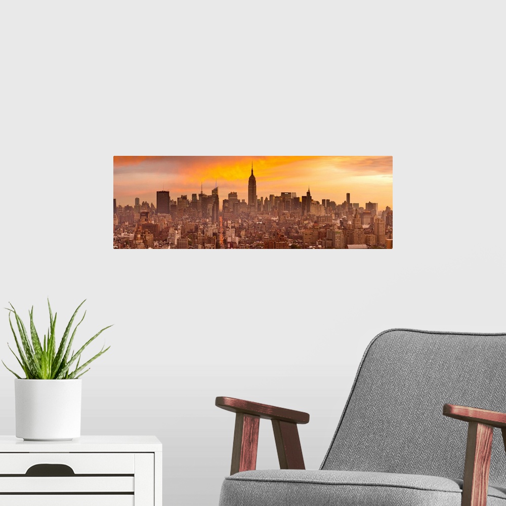 A modern room featuring Empire State Building