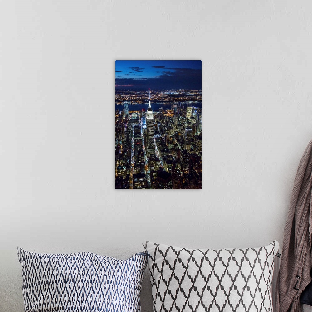 A bohemian room featuring Empire State Building, Manhattan, New York City, New York, USA.