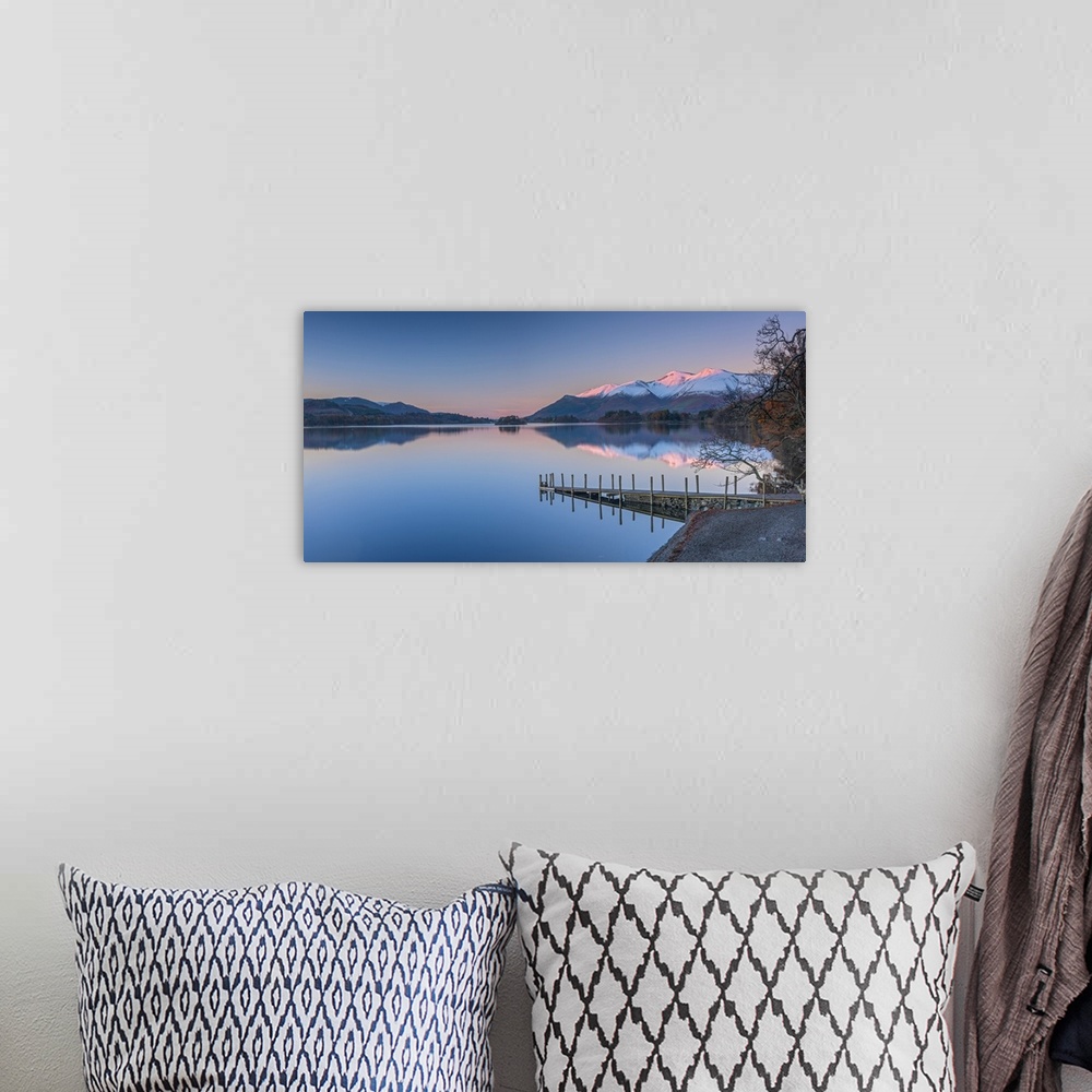 A bohemian room featuring UK, England, Cumbria, Lake District, Keswick, Derwentwater, Ashness Jetty, Skiddaw Mountain in ba...
