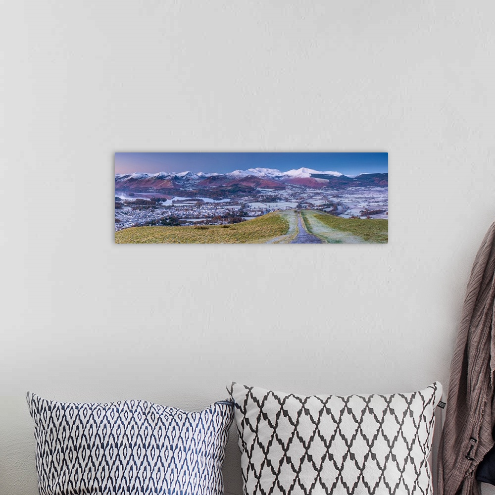 A bohemian room featuring UK, England, Cumbria, Lake District, footpath overlooking Keswick from Latrigg.