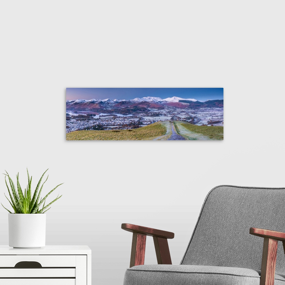 A modern room featuring UK, England, Cumbria, Lake District, footpath overlooking Keswick from Latrigg.