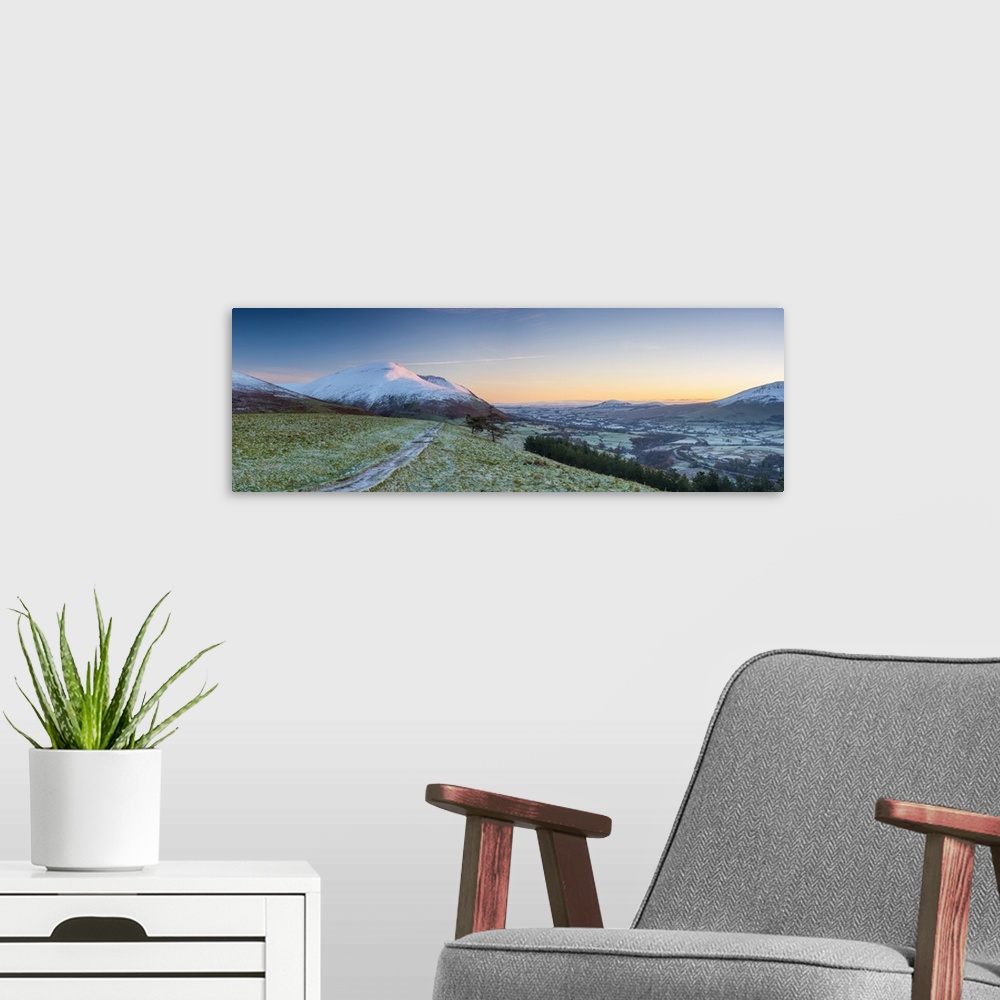 A modern room featuring UK, England, Cumbria, Lake District, Keswick, Blencathra (Saddleback) Mountain from Latrigg.