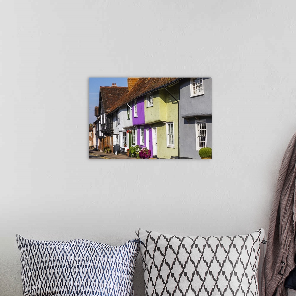 A bohemian room featuring England, Essex, Saffron Walden, Castle Street, Colourful Houses