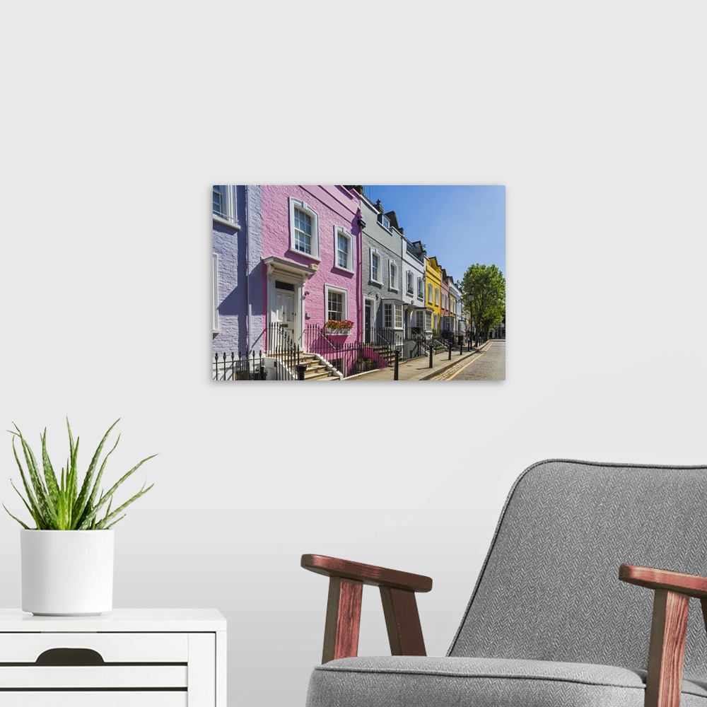 A modern room featuring England, London, Westminster, Kensington and Chelsea, Colourful Residential Houses in Bywater Street