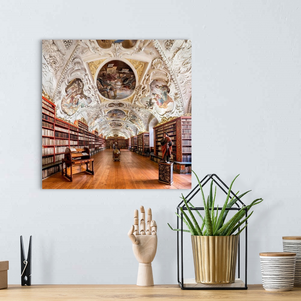 A bohemian room featuring Europe, Czech Republic, Prague, Strahov Monastery, Strahov Library, Theological Hall