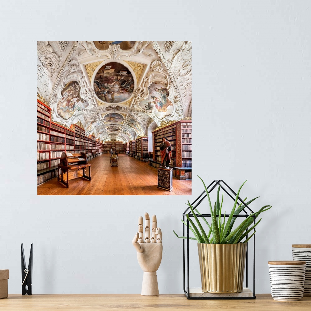 A bohemian room featuring Europe, Czech Republic, Prague, Strahov Monastery, Strahov Library, Theological Hall