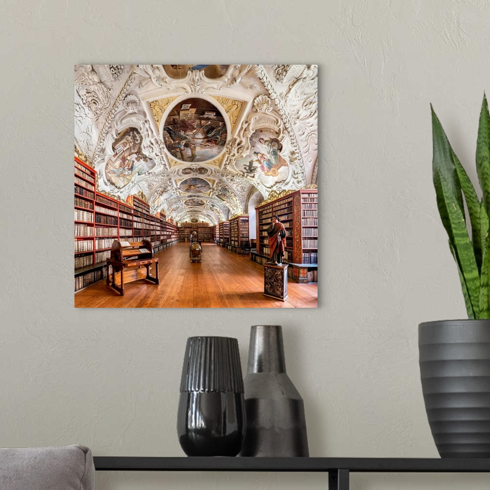 A modern room featuring Europe, Czech Republic, Prague, Strahov Monastery, Strahov Library, Theological Hall