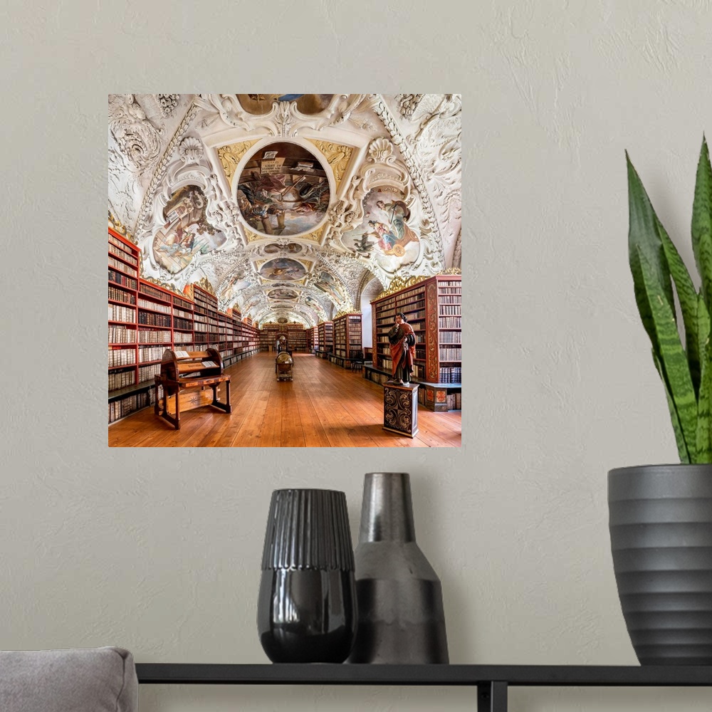 A modern room featuring Europe, Czech Republic, Prague, Strahov Monastery, Strahov Library, Theological Hall