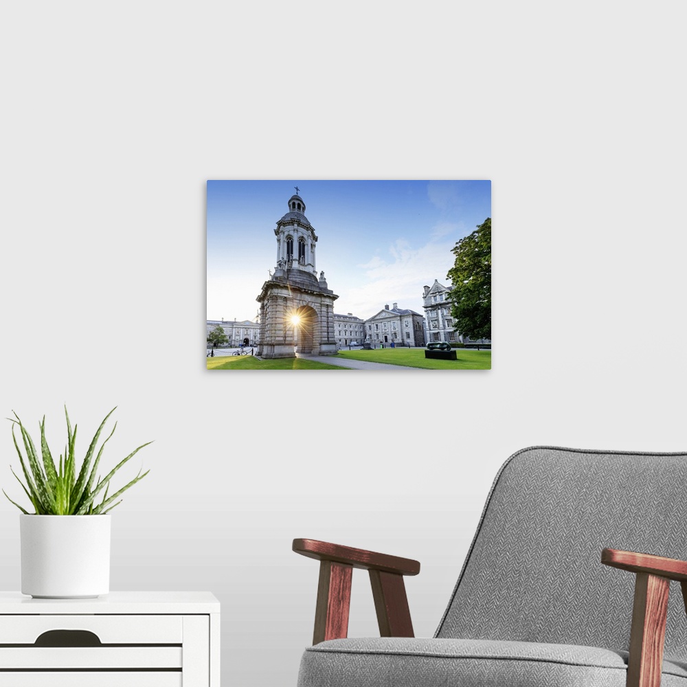 A modern room featuring Europe, Dublin, Trinity college at sunset
