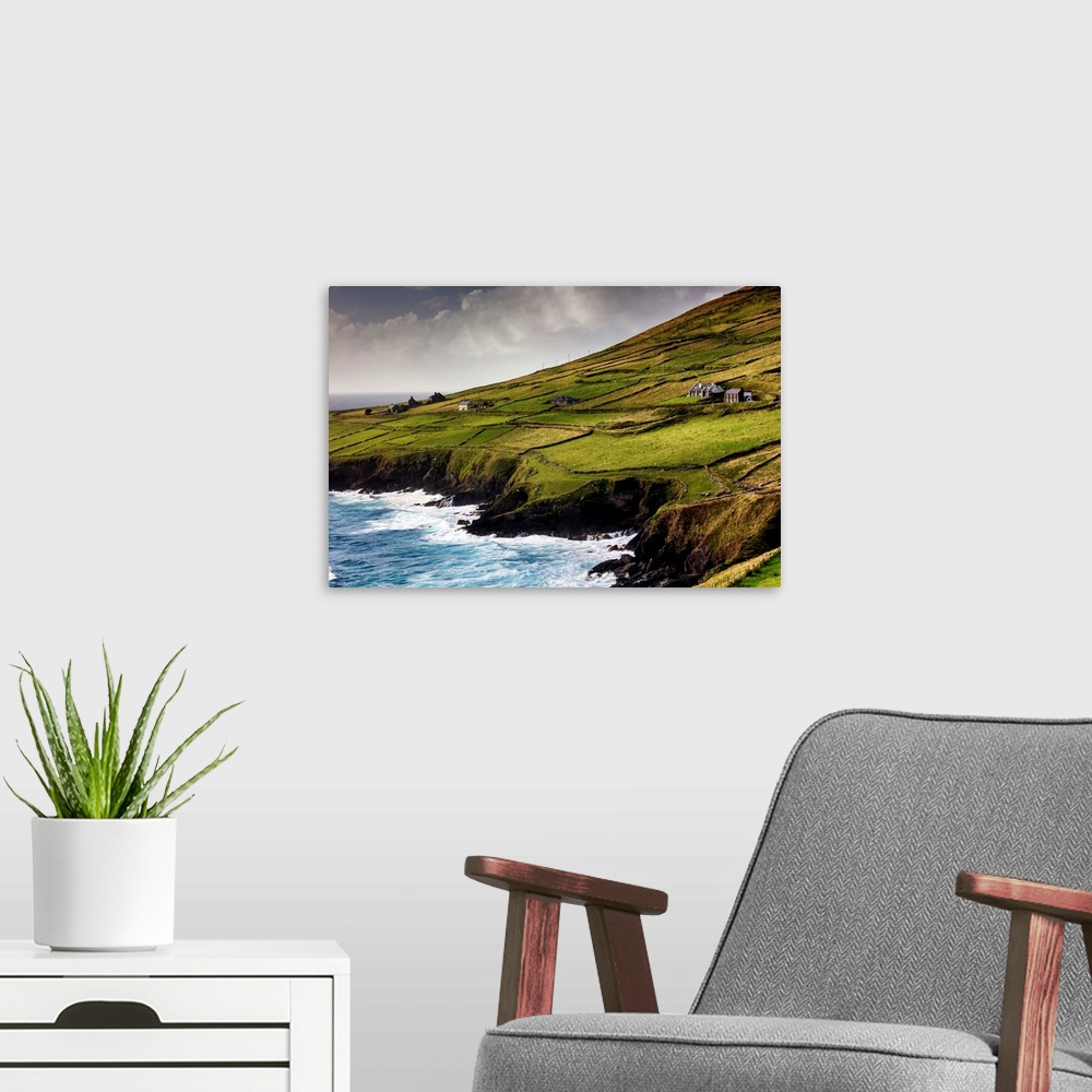A modern room featuring Europe, Ireland, Kerry county, scenic road along Dingle Peninsula near Slea Head