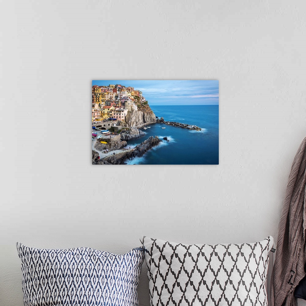 A bohemian room featuring Europe, Italy, Liguria. Scenic view of Manarola, Cinque Terre.