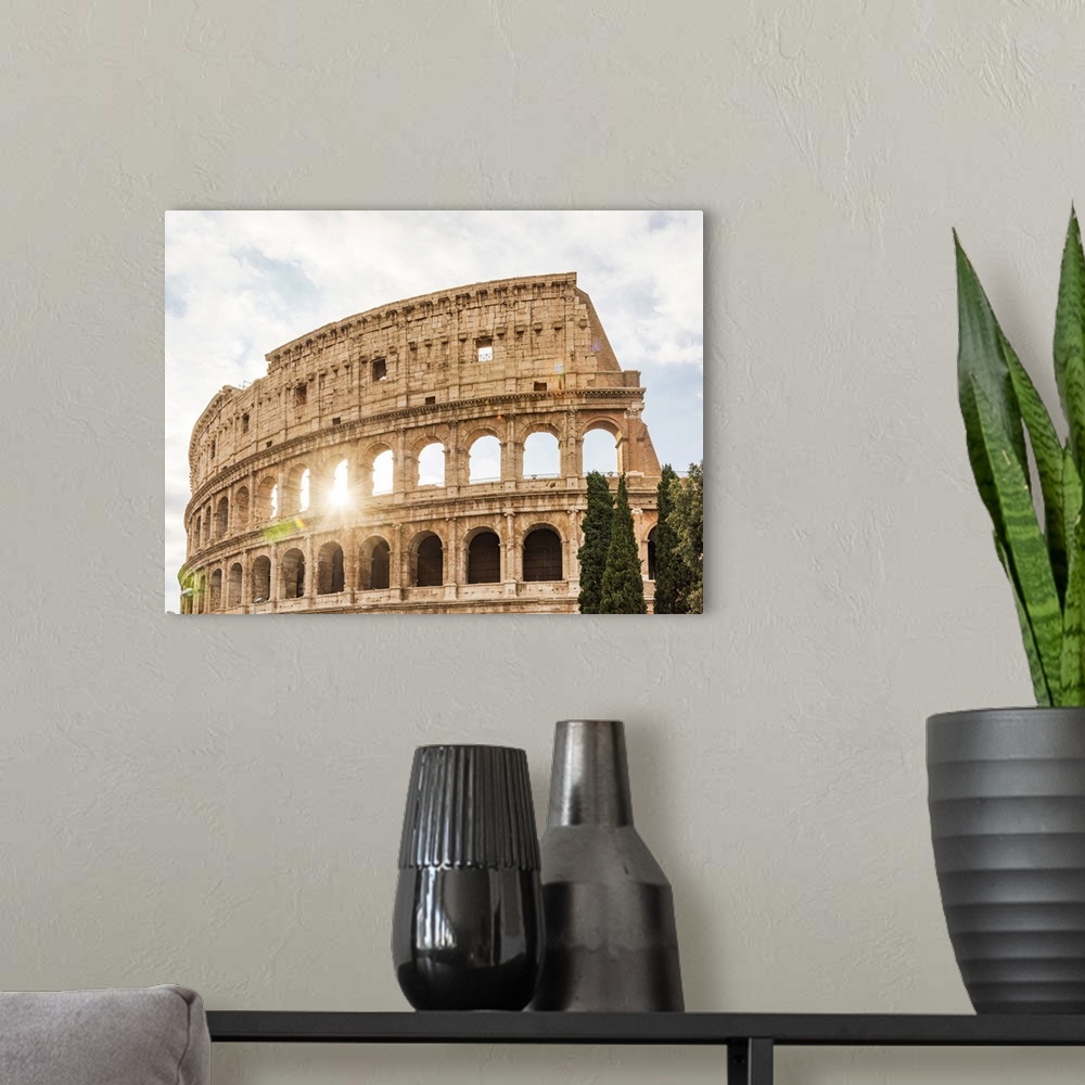 A modern room featuring Europe, Italy, Rome. The Colosseum with morning sun.