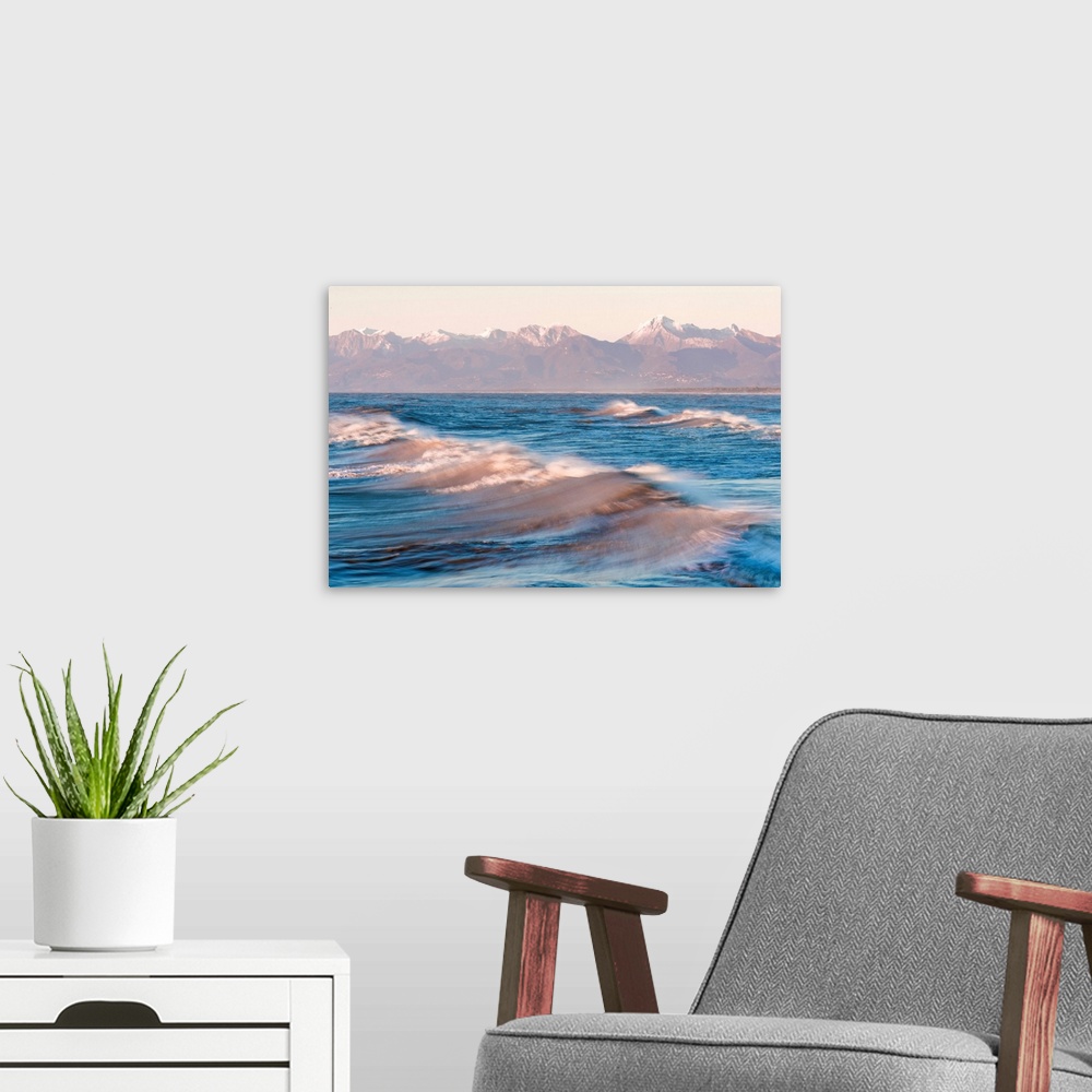 A modern room featuring Europe, Italy, Tuscany, Storm At Sunset At Marina Di Pisa