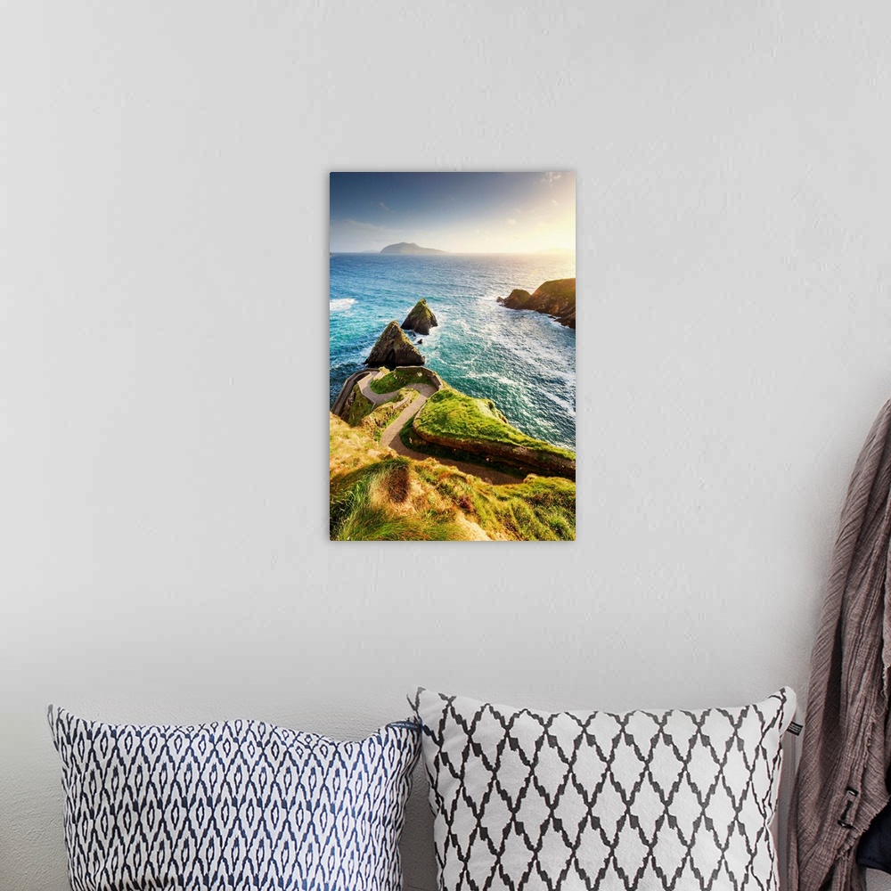 A bohemian room featuring Europe, Northern Europe, Ireland, Kerry, Dingle, Dunquin pier at sunset