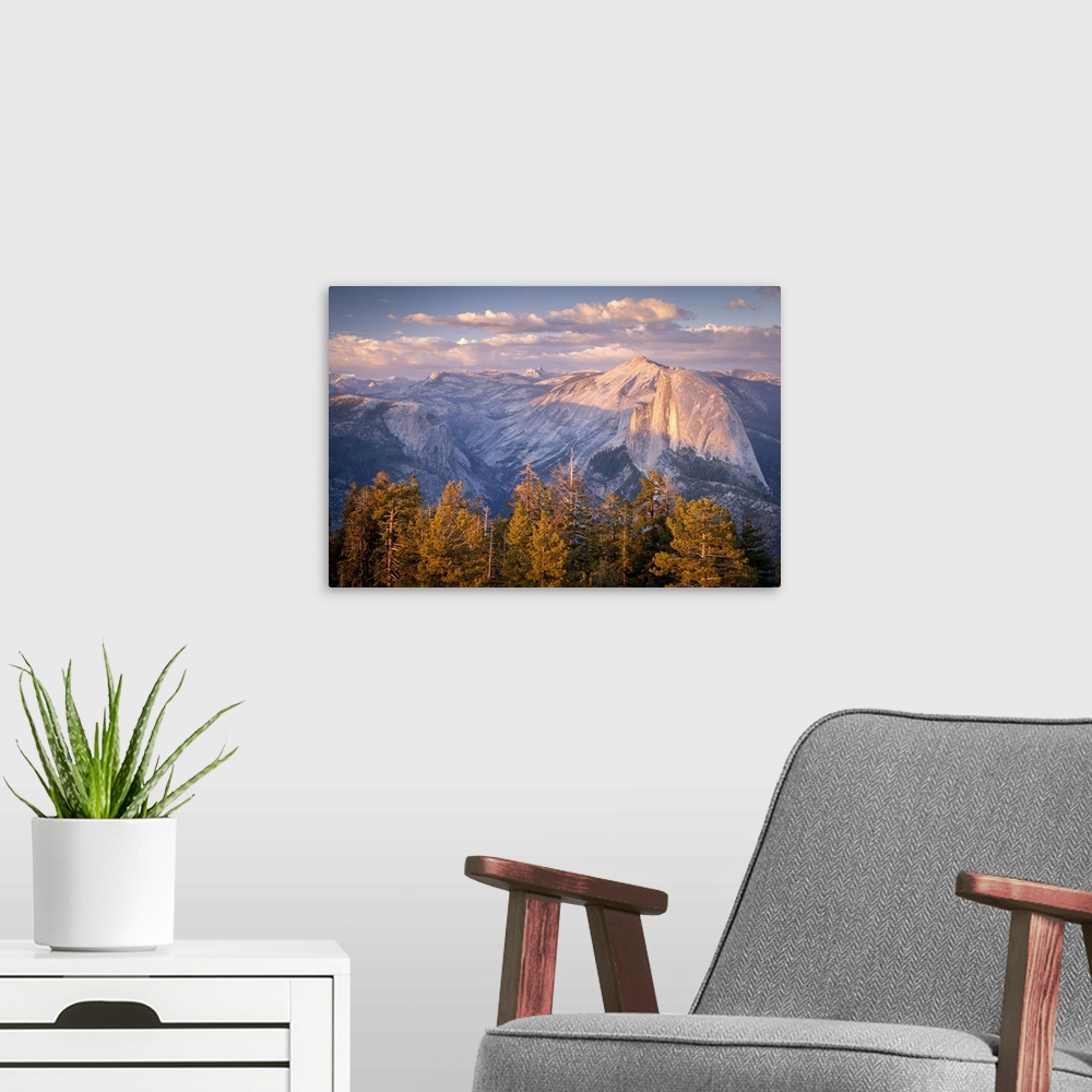 A modern room featuring Evening light over Half Dome and Yosemite Valley from Sentinel Dome, Yosemite National Park, Cali...