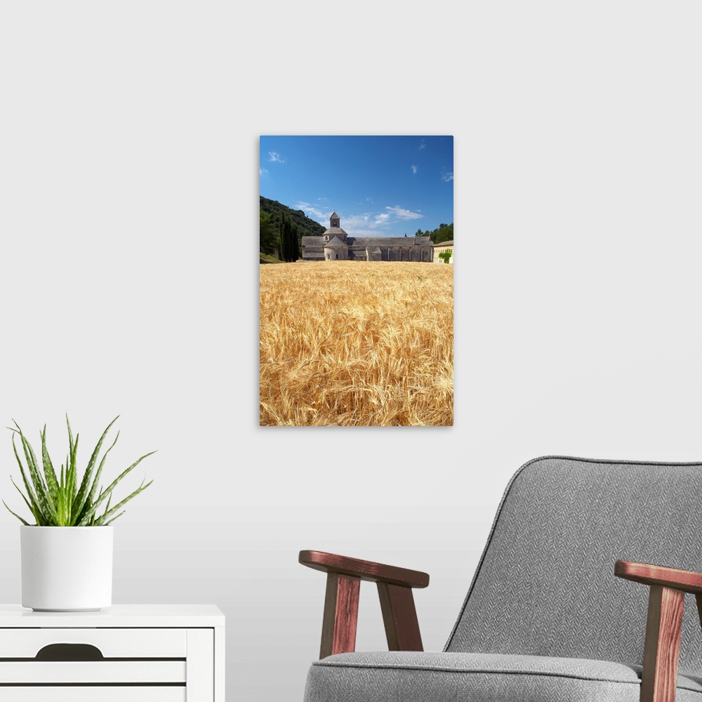 A modern room featuring Field Of Barley And Senanque Abbey, Alpes De Haute, Provence, France