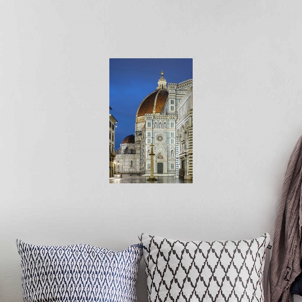 A bohemian room featuring Florence Cathedral (Duomo di Firenze) and Baptistery of Saint John at dawn. UNESCO World Heritage...