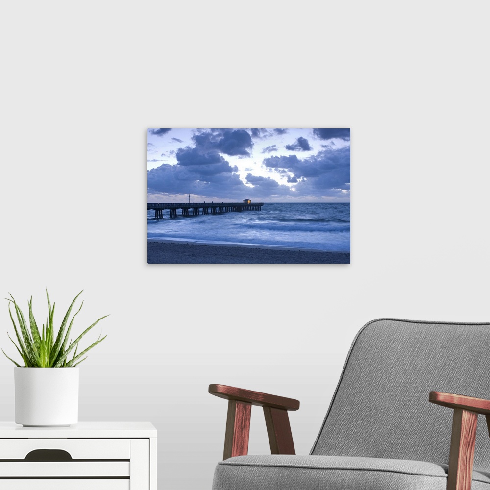 A modern room featuring Florida / Pompano Beach / Fishing Pier / Atlantic Ocean / Dawn