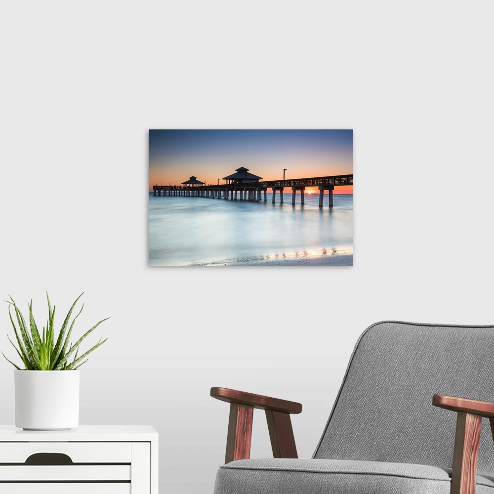 A modern room featuring Fort Myers Pier At Sunset, Florida, USA