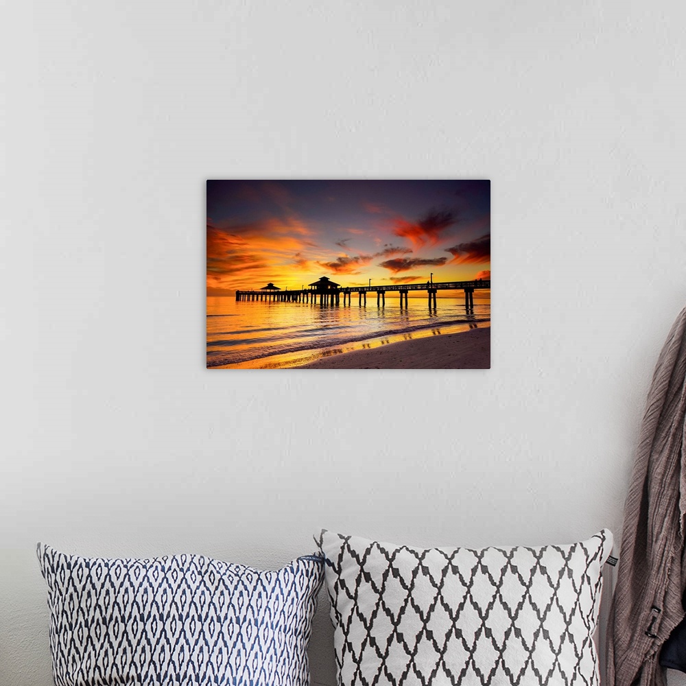 A bohemian room featuring Fort Myers Pier At Sunset, Fort Myers, Florida, USA