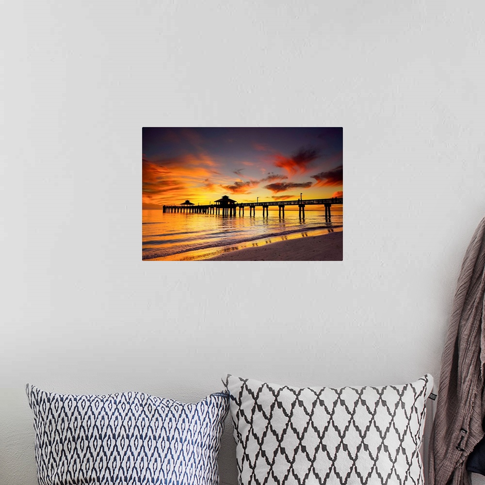 A bohemian room featuring Fort Myers Pier At Sunset, Fort Myers, Florida, USA