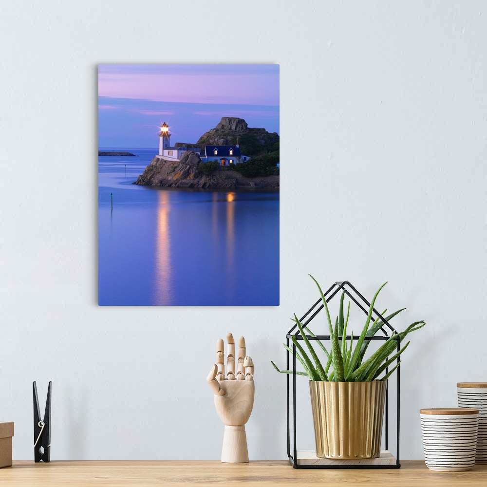 A bohemian room featuring France, Finistere, Bay of Morlaix, Carantec, Louet island and lighthouse with chateau du Taureau ...