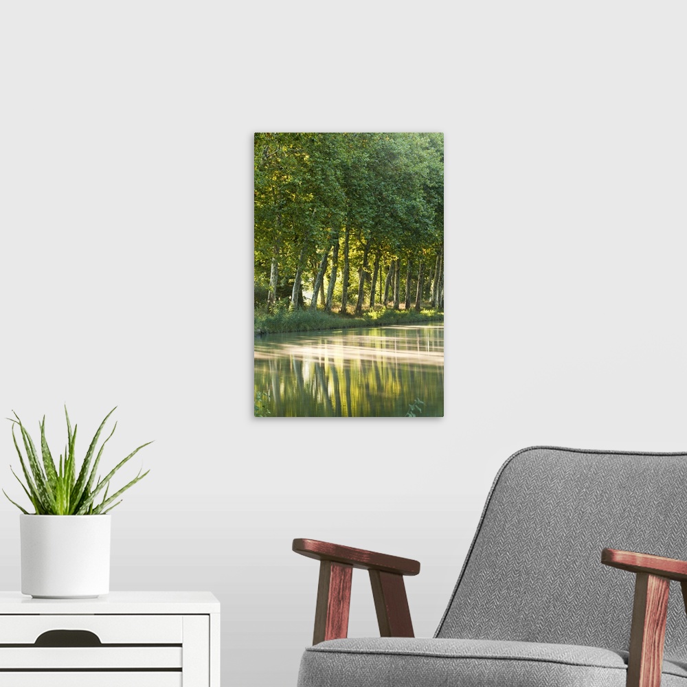 A modern room featuring France, Languedoc-Rousillon, Canal du Midi. The Canal du Midi in Southern France connects the Gar...